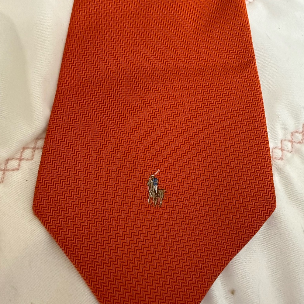 Ralph Lauren Orange Tie with Embroidered Logo